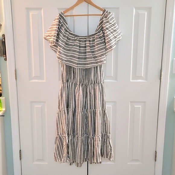 NEW Ashley Stewart Maxi Off the Shoulder Striped Dress - Picture 5 of 5